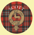 Scott Clan Crest Tartan Cork Round Clan Badge Coasters Set of 2