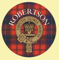 Robertson Clan Crest Tartan Cork Round Clan Badge Coasters Set of 2