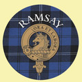 Ramsay Clan Crest Tartan Cork Round Clan Badge Coasters Set of 2