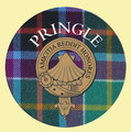 Pringle Clan Crest Tartan Cork Round Clan Badge Coasters Set of 2