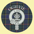 Ogilvie Clan Crest Tartan Cork Round Clan Badge Coasters Set of 2