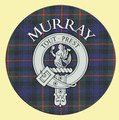 Murray Clan Crest Tartan Cork Round Clan Badge Coasters Set of 2