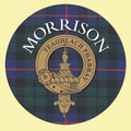 Morrison Clan Crest Tartan Cork Round Clan Badge Coasters Set of 2