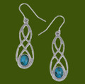 Celtic Bow Turquoise Knotwork Stylish Pewter Sheppard Hook Earrings