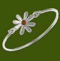 Dahlia Flower Symbol Amber Silver Plated Clip On Bangle