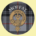 Moffat Clan Crest Tartan Cork Round Clan Badge Coasters Set of 2