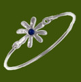 Dahlia Flower Symbol Lapis Lazuli Silver Plated Clip On Bangle