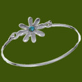 Dahlia Flower Symbol Turquoise Silver Plated Clip On Bangle