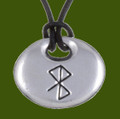Peace Happiness Bind Rune Oval Smooth Wax Cord Stylish Pewter Pendant