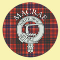 MacRae Clan Crest Tartan Cork Round Clan Badge Coasters Set of 2