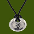 Protection Bind Rune Oval Smooth Wax Cord Stylish Pewter Pendant