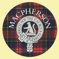 MacPherson Clan Crest Tartan Cork Round Clan Badge Coasters Set of 2