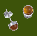 Amber Round Small Stud Stylish Pewter Earrings