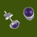 Amethyst Round Small Stud Stylish Pewter Earrings