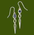 Celtic Twist Knot Opal Glass Stone Stylish Pewter Sheppard Hook Earrings