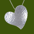 Heartbeat Hammered Offset Heart Themed Large Stylish Pewter Pendant