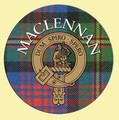 MacLennan Clan Crest Tartan Cork Round Clan Badge Coasters Set of 2