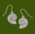 Ammonite Shell Drop Sheppard Hook Stylish Pewter Earrings