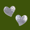 Heartbeat Hammered Love Themed Small Stud Stylish Pewter Earrings