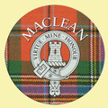 MacLean Clan Crest Tartan Cork Round Clan Badge Coasters Set of 2