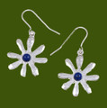 Dahlia Flower Lapis Lazuli Stylish Pewter Sheppard Hook Earrings