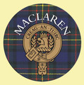 MacLaren Clan Crest Tartan Cork Round Clan Badge Coasters Set of 2
