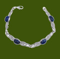 Celtic Open Knotwork Lapis Lazuli Silver Plated Bracelet