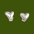 Heartbeat Polished Love Themed Tiny Stud Stylish Pewter Earrings