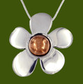 Copper Disc Centre Flower Polished Stylish Pewter Pendant