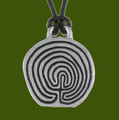 Tintagel Labyrinth Embossed Greek Stylish Pewter Leather Cord Pendant