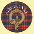 MacIntyre Clan Crest Tartan Cork Round Clan Badge Coasters Set of 2