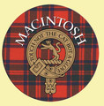 MacIntosh Clan Crest Tartan Cork Round Clan Badge Coasters Set of 2