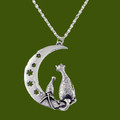 Purrfect Cats Crescent Moon Stars Animal Themed Stylish Pewter Pendant