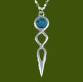 Celtic Twist Knot Turquoise Stylish Pewter Pendant