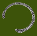 Twin Serpent Heads Embossed Torc Stylish Pewter Bangle