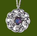 Celtic Pentagon Open Knotwork Opal Glass Stone Stylish Pewter Pendant