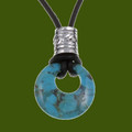 Turquoise Circle Celtic Stylish Pewter Toggle Leather Cord Pendant
