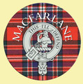 MacFarlane Clan Crest Tartan Cork Round Clan Badge Coasters Set of 2