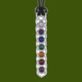 Chakra Seven Semi-Precious Gemstone Stylish Pewter Leather Cord Pendant