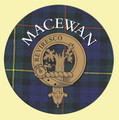 MacEwan Clan Crest Tartan Cork Round Clan Badge Coasters Set of 2
