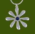 Dahlia Flower Lapis Lazuli Small Stylish Pewter Pendant