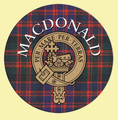 MacDonald Clan Crest Tartan Cork Round Clan Badge Coasters Set of 2