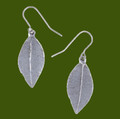 Leaf Textured Drop Sheppard Hook Stylish Pewter Earrings