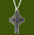 Saint Petroc Celtic Cross Knotwork Opal Glass Stone Stylish Pewter Pendant