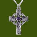 Saint Petroc Celtic Cross Knotwork Amethyst Stylish Pewter Pendant