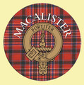 MacAlister Clan Crest Tartan Cork Round Clan Badge Coasters Set of 2