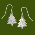 Christmas Tree Textured Polished Small Sheppard Hook Stylish Pewter Earrings