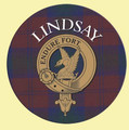 Lindsay Clan Crest Tartan Cork Round Clan Badge Coasters Set of 2