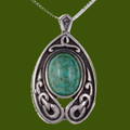 Nouveau Antiqued Celtic Knotwork Iona Glass Stone Stylish Pewter Pendant