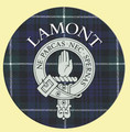 Lamont Clan Crest Tartan Cork Round Clan Badge Coasters Set of 2